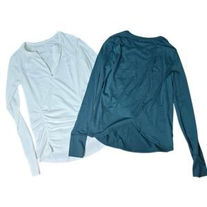 Athleta Pacifica Contoured & Sunlover UPF Tulip Back Long Sleeve Tops - XS